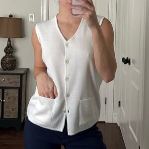 Wool Button-Up Sleeveless Cardigan